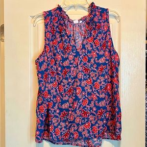 Gap sleeveless blue and red floral top size XL